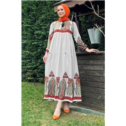 TOFİSA Простое женское серое платье с круглым вырезом - 11669