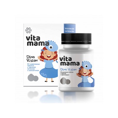 Dino Vision, жевательные таблетки с черникой - Vitamama