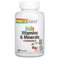 Соларай, Витамины и минералы для детей, в форме жевательных таблеток, с натуральным вкусом ягод черемухи, 120 жевательных таблеток