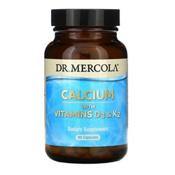 Dr. Mercola, Кальций с витаминами D3 и K2, 90 капсул