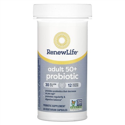 Renew Life, пробиотик для взрослых старше 50 лет, 30 млрд КОЕ, 30 вегетарианских капсул