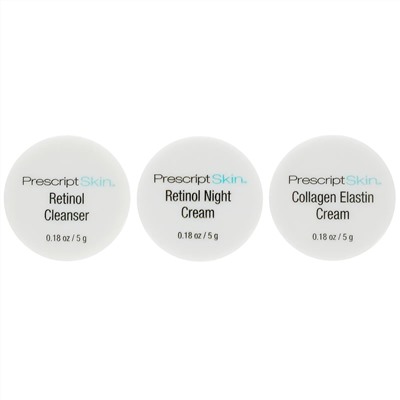 PrescriptSkin, Retinol Trial Set, 3 Professional Strength Anti-Aging Products, 3 Jars, 0.18 oz (5 g) Each