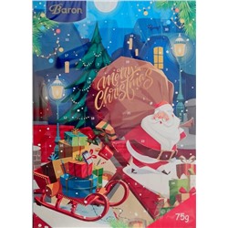 Шоколадный адвент-календарь Baron "Санта с подарками" 75 гр