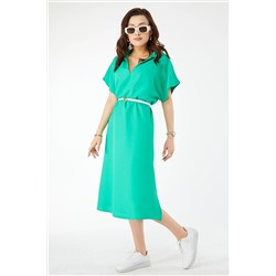 TOFİSA Женское зеленое платье с v-образным вырезом и прямым рубашечным воротником - 24442