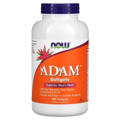 NOW Foods, ADAM, превосходные мультивитамины для мужчин, 180 мягких таблеток