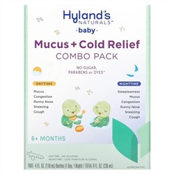 Hyland's Naturals, средство от слизи и простуды для детей, набор для приема в дневное/ночное время, от 6 месяцев, 2 флакона по 118 мл (4 жидк. унции)