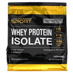 California Gold Nutrition, Sport, изолят сывороточного протеина, без добавок, 2,27 кг (5 фунтов)