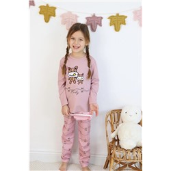 Пижамный комплект Wonderful KIDS для девочек с повязками на глазах и принтом