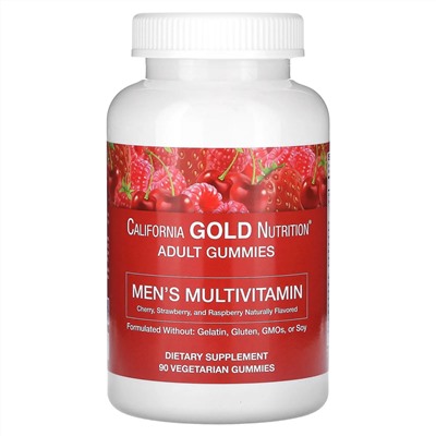 California Gold Nutrition, жевательные мультивитамины для мужчин, ягодно-фруктовый вкус, 90 жевательных таблеток
