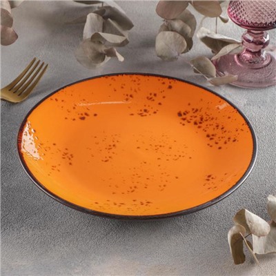 Тарелка керамическая обеденная «Созвездие», d=21 см, цвет оранжевый
