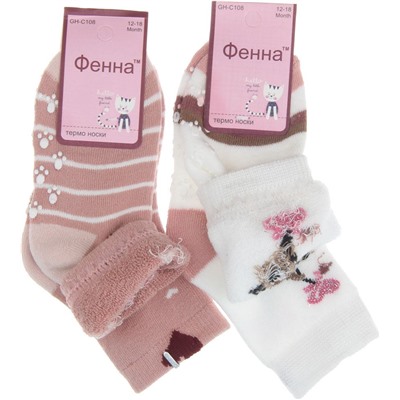 Носки детские для девочек плюшевые с тормозами Фенна GH-C903