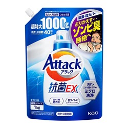 KAO Attack Жидкое средство для стирки белья с антибактериальным эффектом сменная упаковка 1000 гр