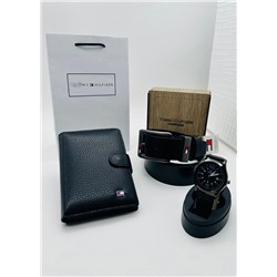 Подарочный набор для мужчины ремень, кошелёк, часы и коробка 2020558
