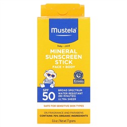 Mustela, Минеральное солнцезащитное средство-стик для детей, SPF 50, 17 г (0,6 унции)