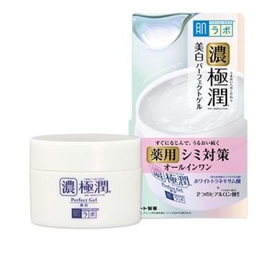 Rohto HADA LABO Koi-Gokujyun Perfect Gel Гиалуроновый гель для лица выравнивающий тон кожи, банка 100 гр