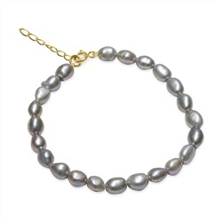 Pulsera - plata 925 chapada en oro - perla de agua dulce - Ø de la perla: 6 - 7 mm