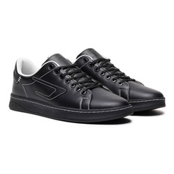 Sneakers Athene - cuero - costuras en contraste - negro