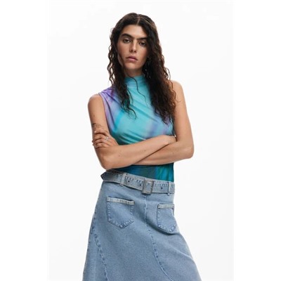 Asymmetric denim skirt