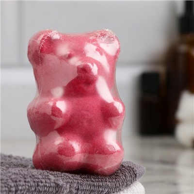 Бомбочка для ванны "Медвежонок" с ароматом хвойного леса, красная, 80 г