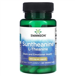 Swanson, Suntheanine, L-теанин, 200 мг, 60 растительных капсул