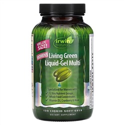 Irwin Naturals, Women's Living Green Liquid-Gel Multi, мультивитаминная добавка для женщин, 120 желатиновых капсул