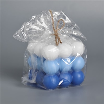 Свеча фигурная ароматическая "Бабл куб", 6 см, бело-синяя, кокос