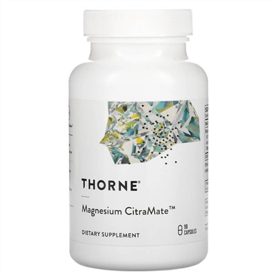 Thorne, Magnesium Citramate, добавка с магнием, 90 капсул