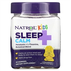 Natrol, Kids, Sleep + Calm, для детей от 4 лет, со вкусом клубники, 60 жевательных таблеток