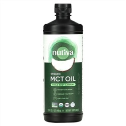 Nutiva, 100% органическое кокосовое масло со среднецепочечными триглицеридами, без ароматизаторов, 946 мл (32 жидк. Унции)