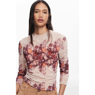 Textured floral blouse