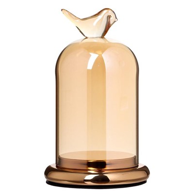Подсвечник стекло на 1 свечу "Колба с кристаллом" серебристая дымка 20,6х12,5х12,5 см