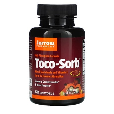 Jarrow Formulas, Toco-Sorb, смесь токотриенолов и витамина Е, 60 мягких таблеток
