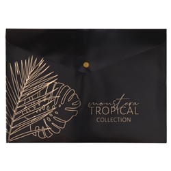 Папка-конверт на кнопке А4, 0,18 мм, цвет черный Night Tropic FIORENZO 231768