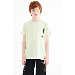 TOMMYLIFE Светло-зеленая футболка стандартного кроя с карманами и круглым вырезом для мальчиков — 11120