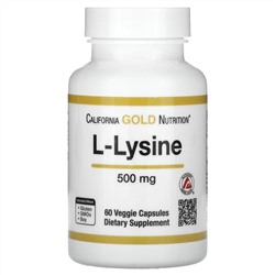 California Gold Nutrition, L-лизин, 500 мг, 60 растительных капсул