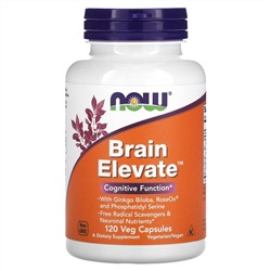 NOW Foods, Brain Elevate, поддержка здоровья мозга, 120 вегетарианских капсул