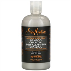 SheaMoisture, African Black Soap, Bamboo Charcoal Deep Cleansing Shampoo, Dry & Oily Scalp, Tea Tree Oil & Willow Bark, 13 fl oz (384 ml)