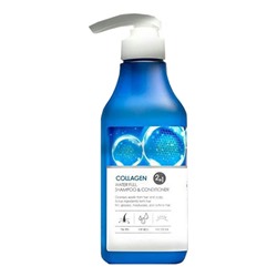 (Корея) Шампунь-кондиционер увлажняющий с коллагеном FarmStay Collagen Water Full Shampoo&Conditioner 530мл