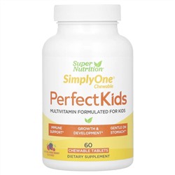 Super Nutrition, Perfect Kids, мультивитаминный комплекс для детей, ягодный вкус, 60 вегетарианских жевательных таблеток