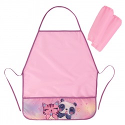 Фартук для труда с нарукавниками, полиэстер, 50*60 см, карманы, для девочек, цвет розовый Anime Girl КОКОС 216354