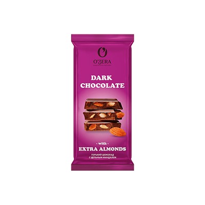 «O'Zera», шоколад горький с цельным миндалем Dark & Extra Almond, 90 г