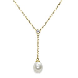 Collar - color dorado - Plata - Perla de agua dulce - 7 mm