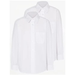 В ПУТИ  Boys White Long Sleeve Easy On School Shirt 2 Pack