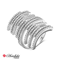 Серебряное кольцо с бесцветными фианитами - 588
