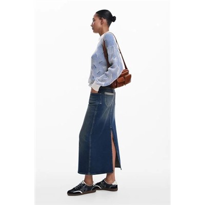 Denim midi skirt