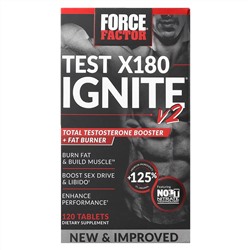 Force Factor, Test X180 Ignite V2, средство для повышения уровня тестостерона и сжигания жира, 120 таблеток