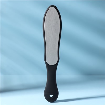 Тёрка для ног, лазерная, двусторонняя, с пилкой, прорезиненная ручка, 27 см, цвет чёрный