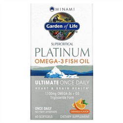 Minami Nutrition, Platinum, рыбий жир Омега-3 со вкусом апельсина, 60 мягких желатиновых капсул