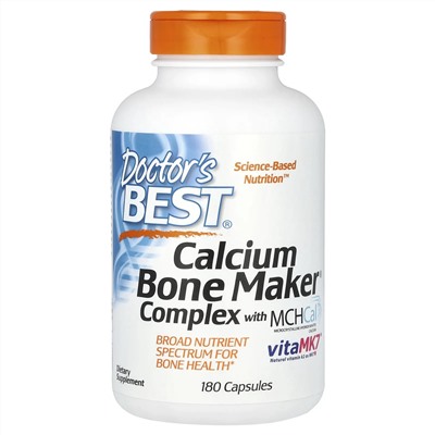 Doctor's Best, Calcium Bone Maker, комплекс с MCHCal и VitaMK7, 180 капсул