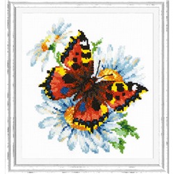 Набор для вышивания ЧУДЕСНАЯ ИГЛА арт.42-11 Бабочка и ромашки 17х18см